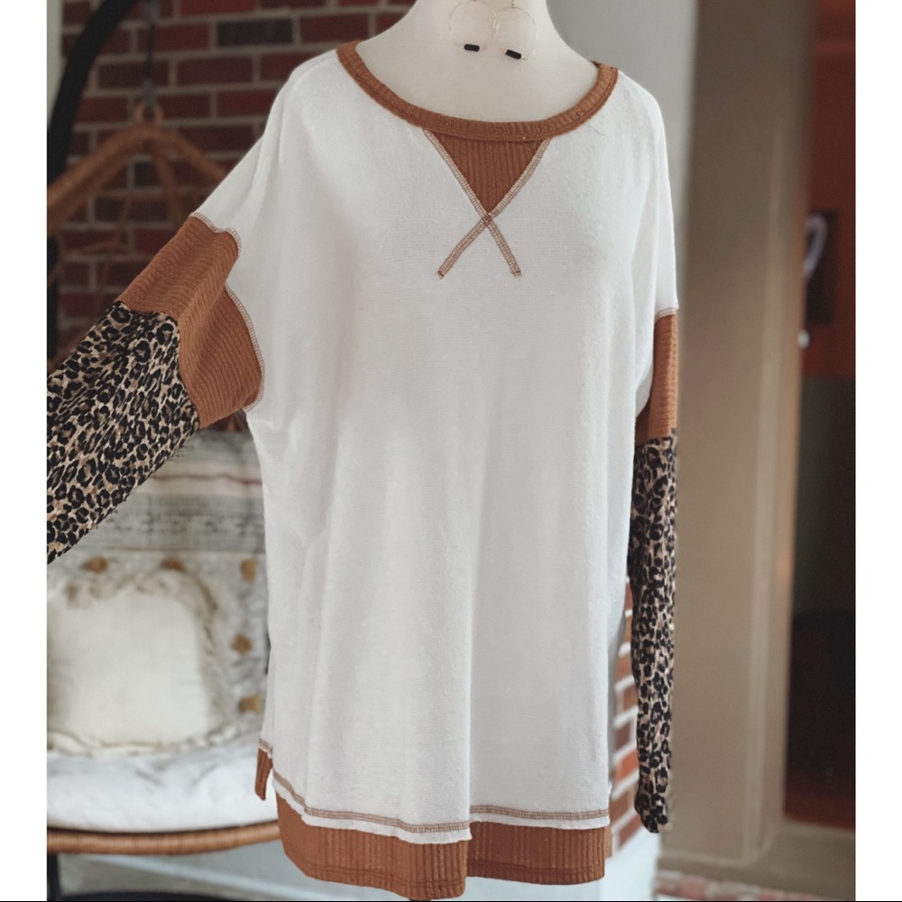 Leopard Statement Sleeve Tunic Top